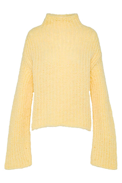 Gauzed Wool Mohair Ribbed Sweater Lights Yellow