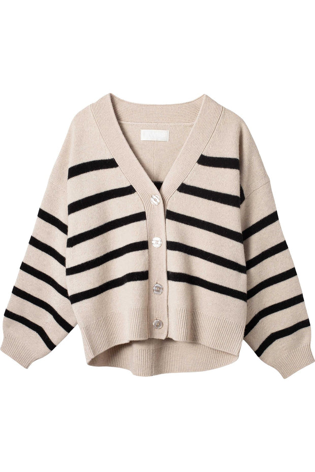 Mooring Cardigan Black Barley Stripe