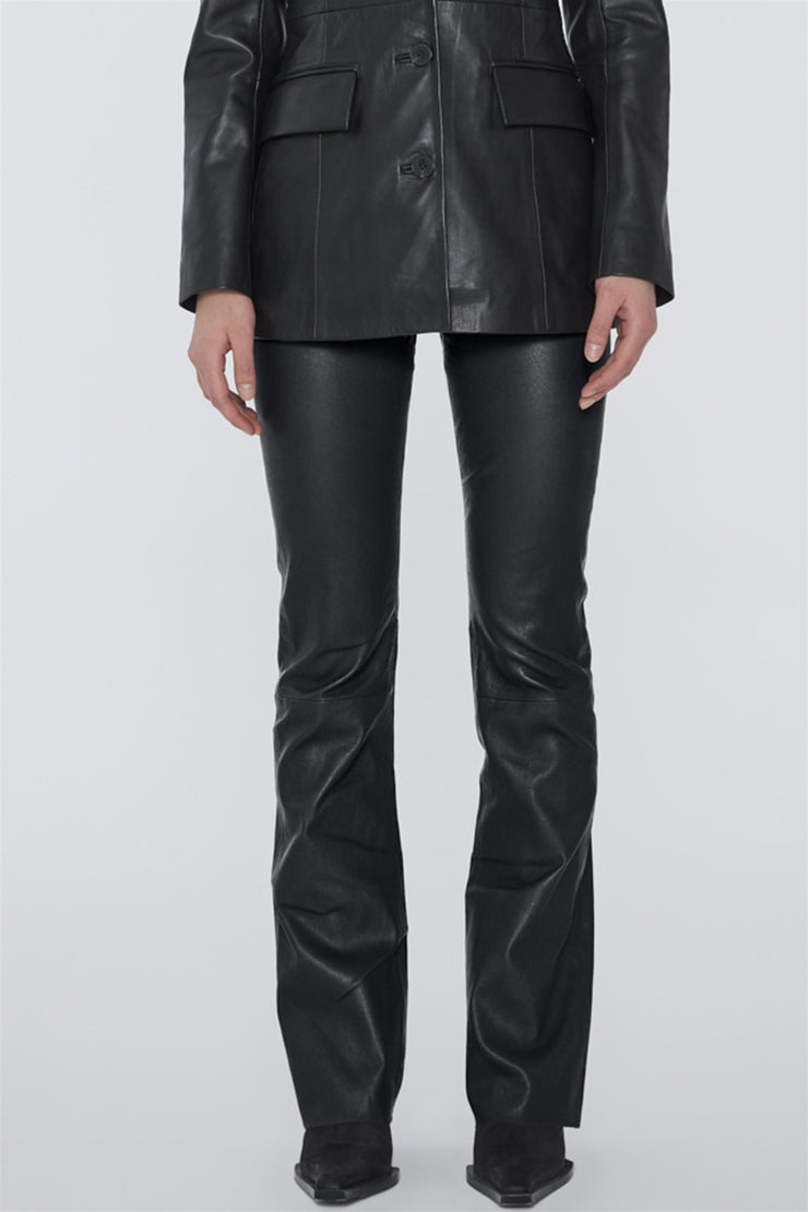Stretch Leather Pants Black