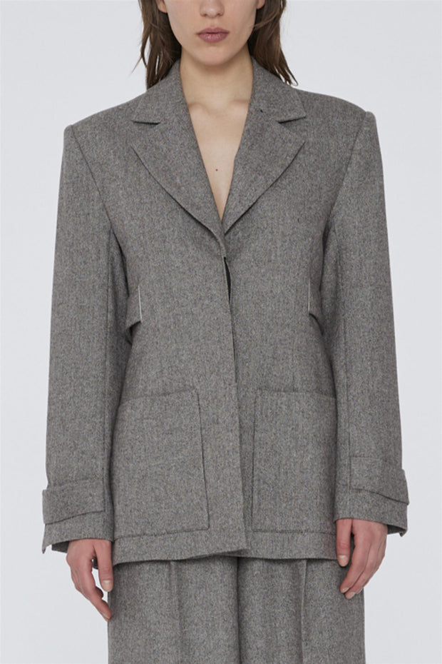 Herringbone Ring Blazer Coffee Bean Comb.