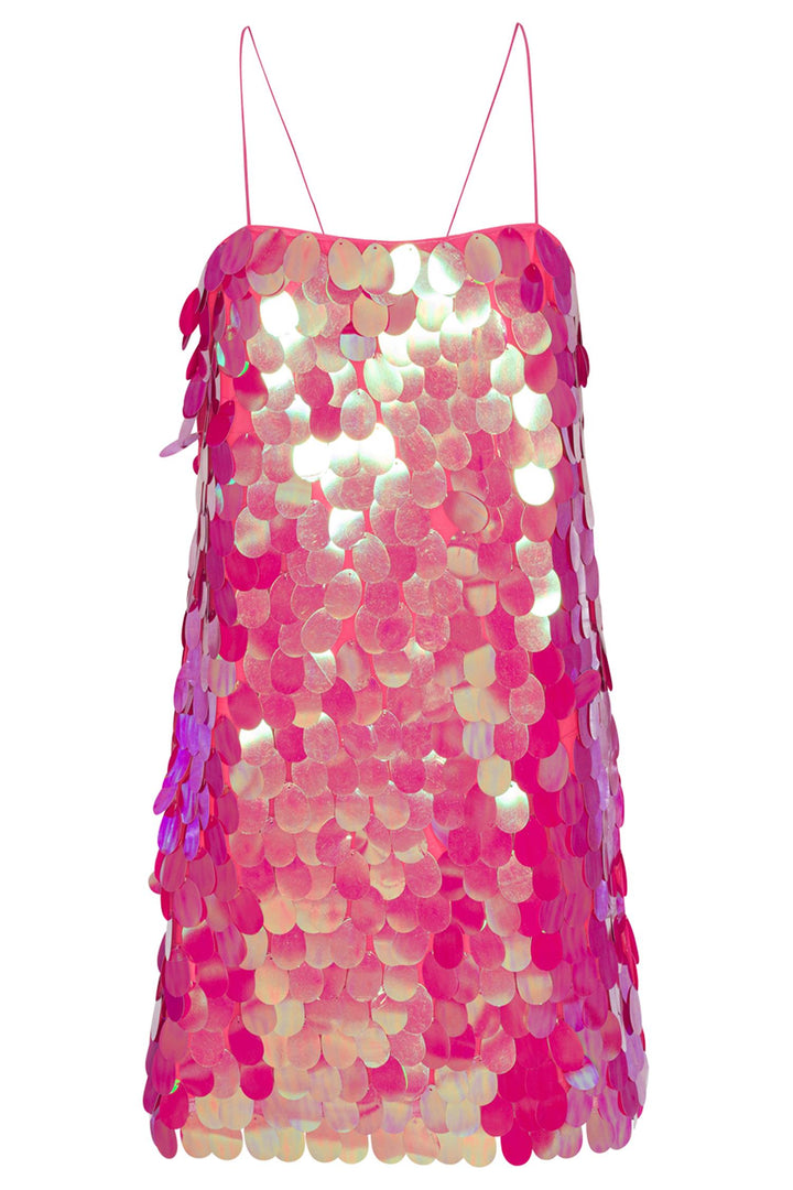 Line Sequins Mini Slip Dress Pink Glo