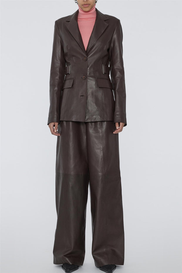 Leather Blazer Coffee Bean