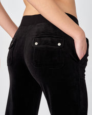 Layla Low Rise Pocketed Velour Pant Black