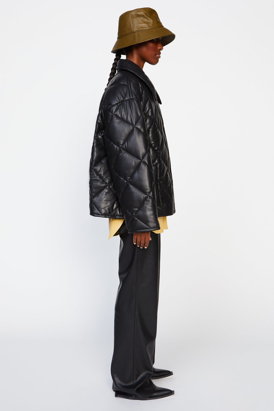 Nikolina Faux Leather Padded Jacket Black