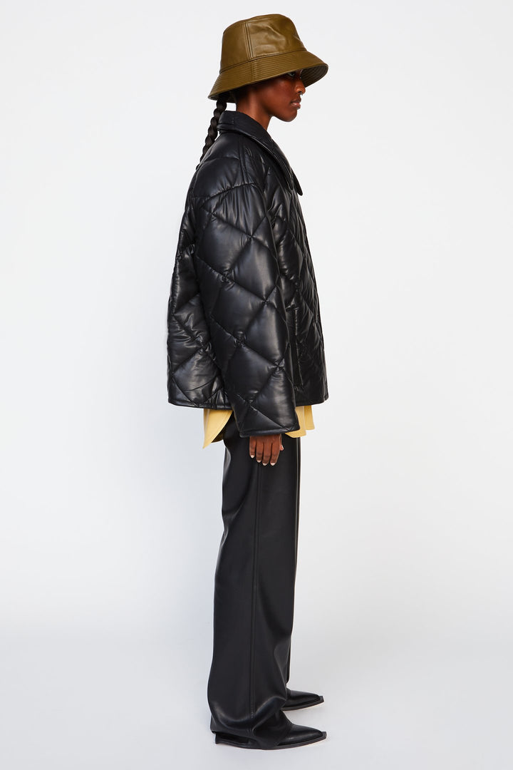 Nikolina Faux Leather Padded Jacket Black