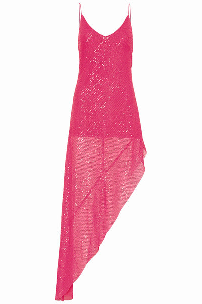 Kanelios Sequin Asymmetric Strap Dress Knockout Pink