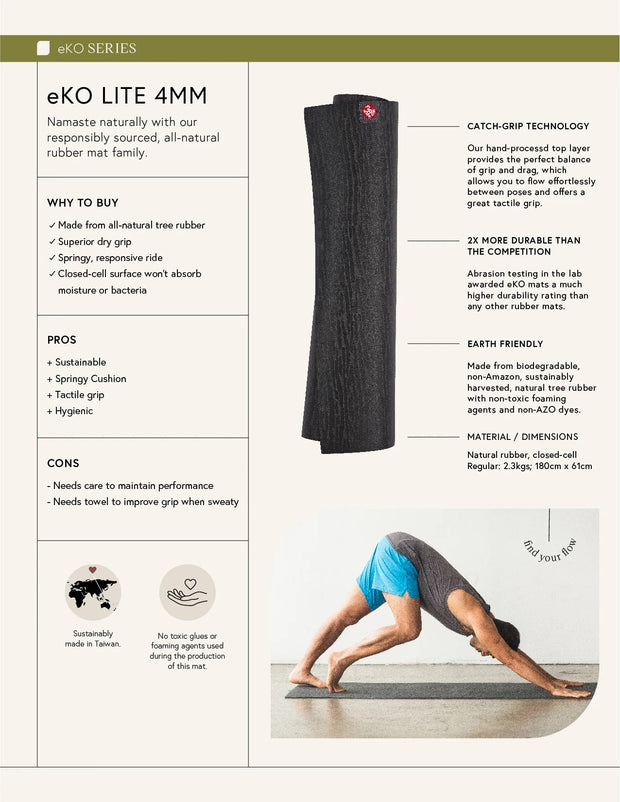 Eko Lite Yoga Mat 180 cm. Ebb Marbled
