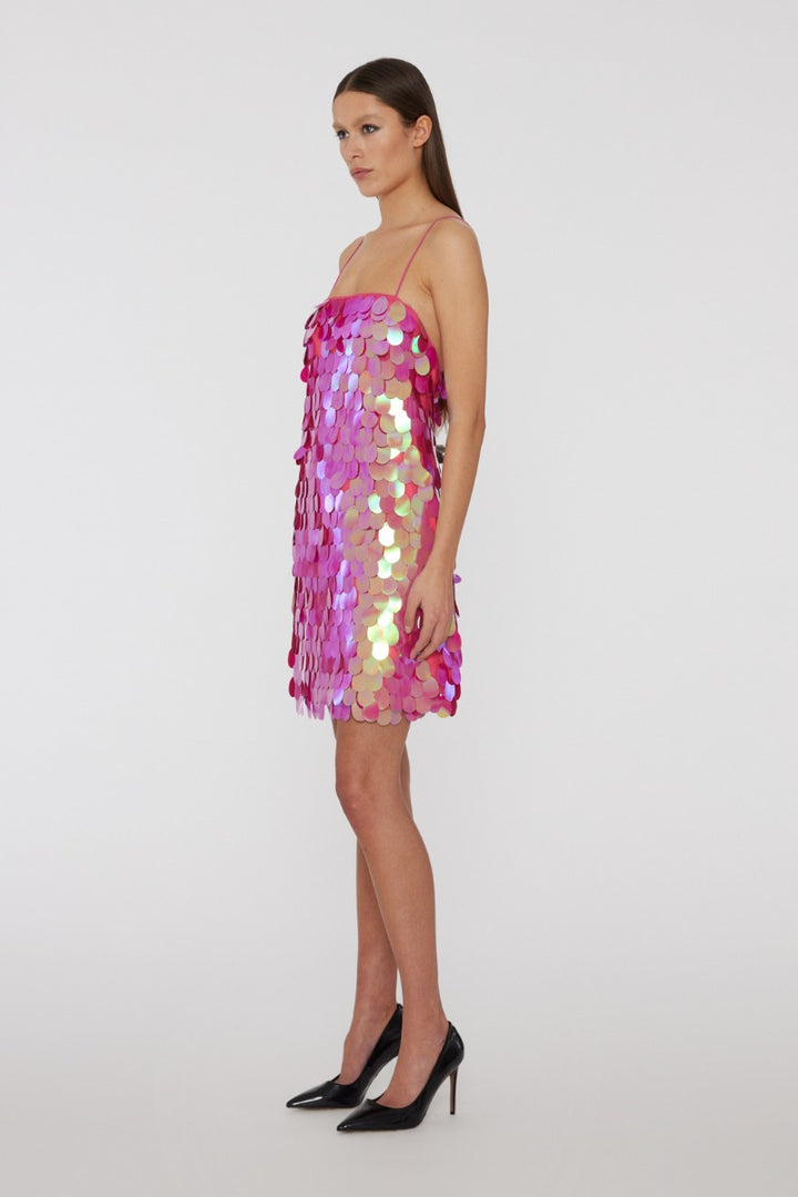 Line Sequins Mini Slip Dress Pink Glo