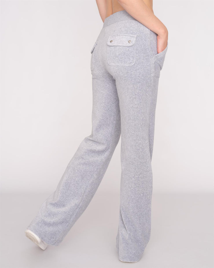 Layla Low Rise Pocketed Velour Pant Silver Marl