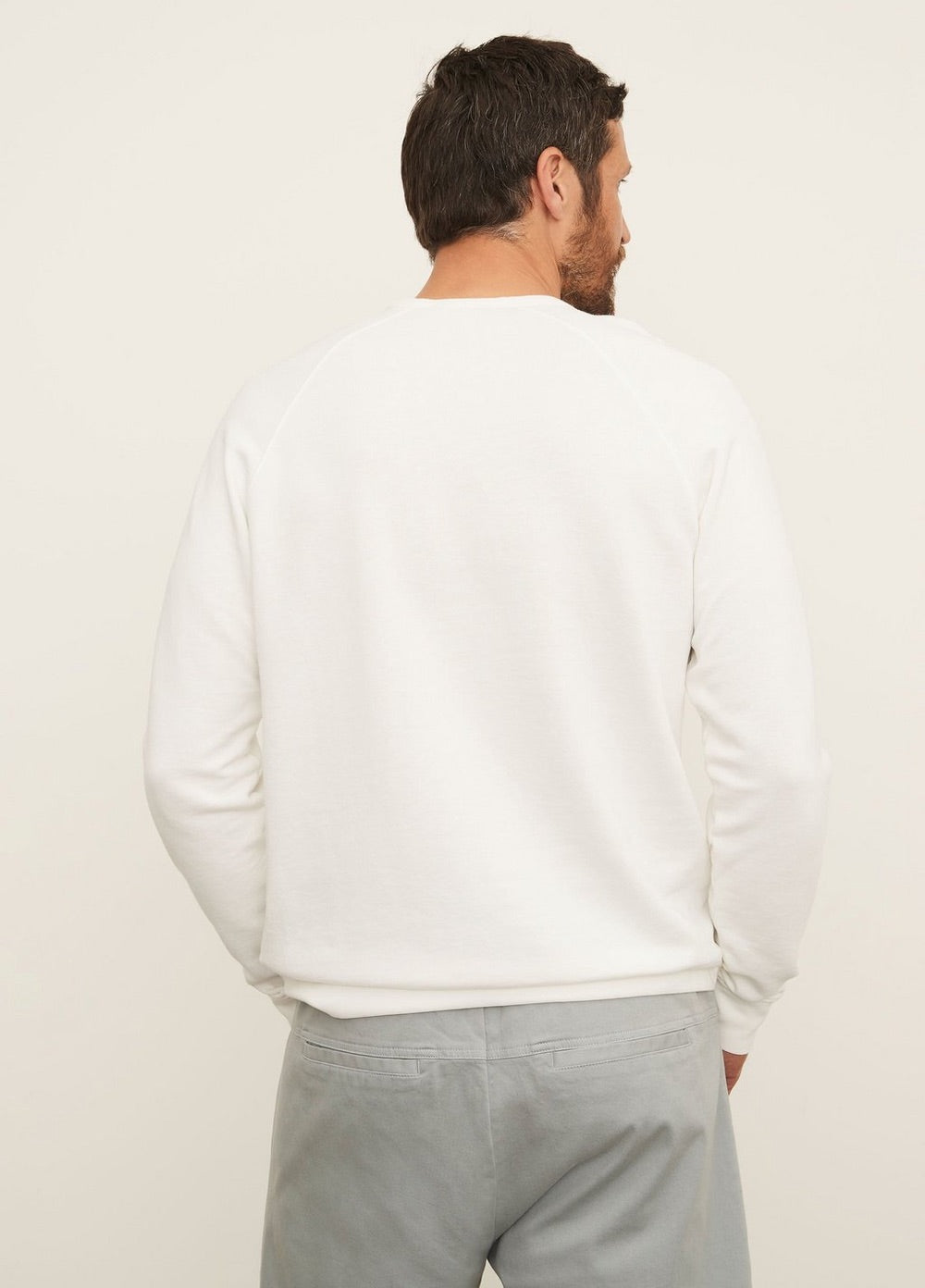 French Terry Long Sleeve Crew Optic White