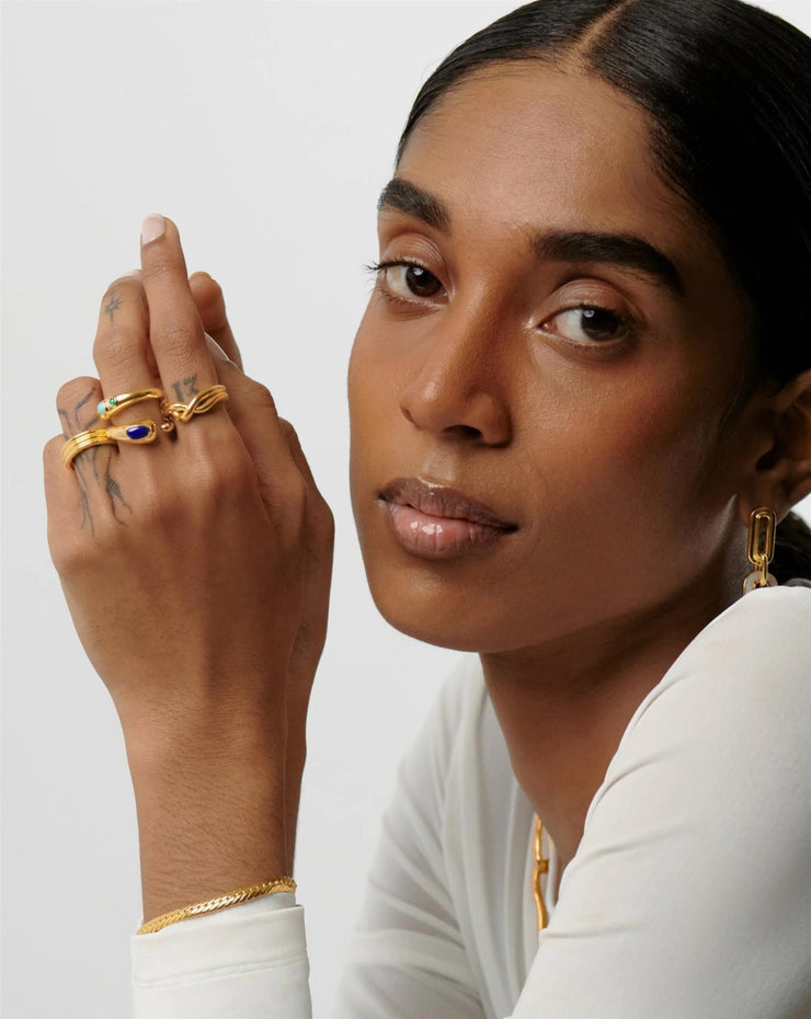 Molten Gemstone Double Stacking Ring Set