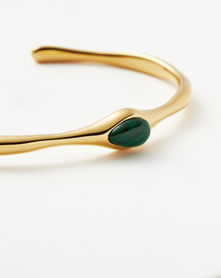 Organic Shape Green Malacithe Cuff Bracelet