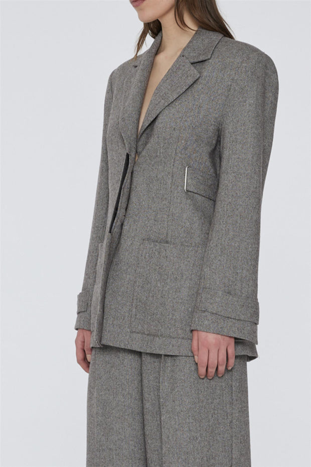 Herringbone Ring Blazer Coffee Bean Comb.