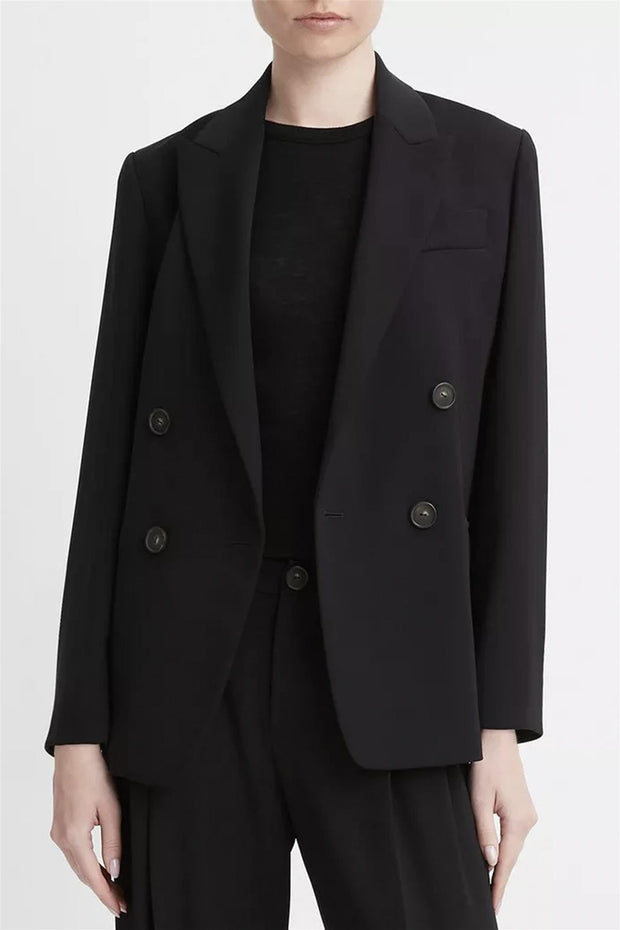 Crepe Double Breasted Blazer Black