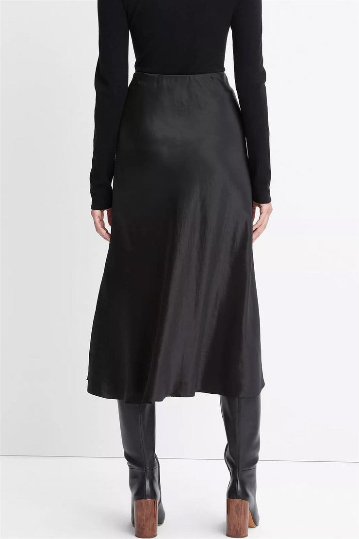 Shaped Hem Bias Slip Skirt Black