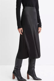Shaped Hem Bias Slip Skirt Black
