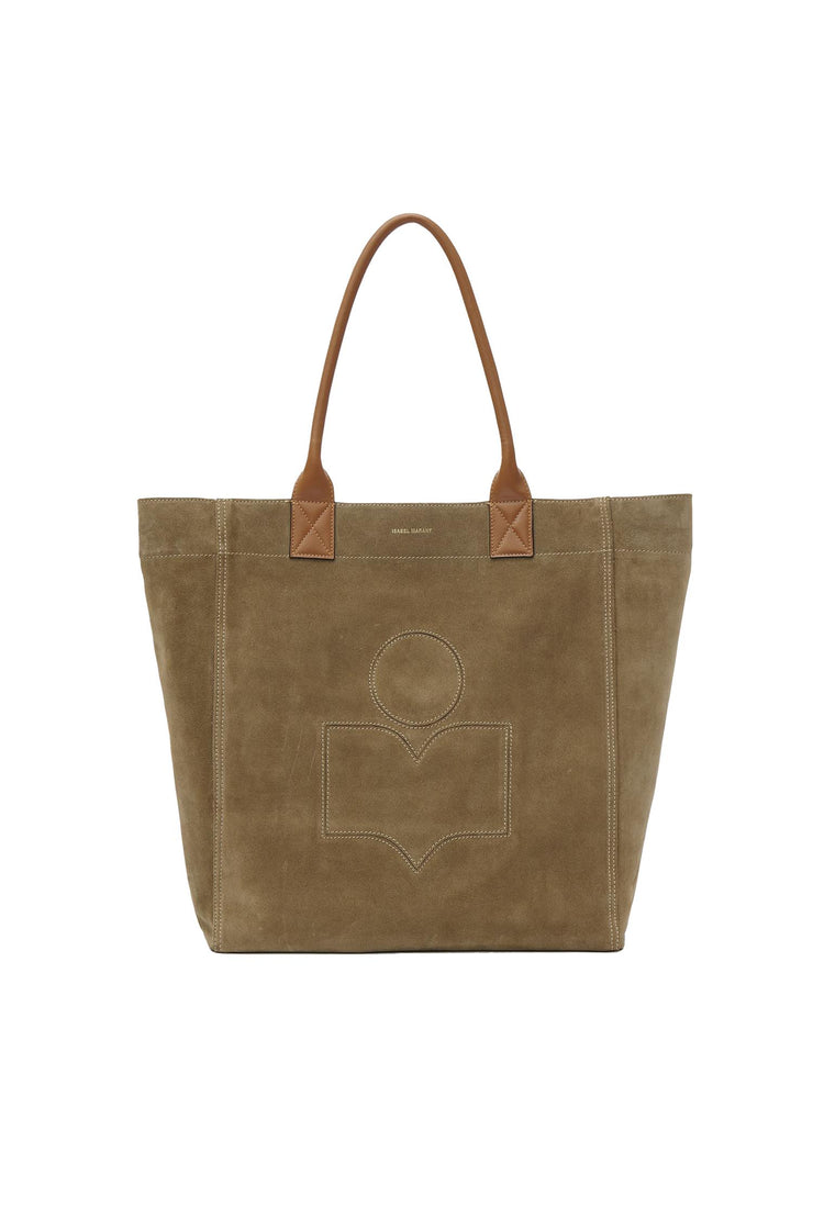 Small Yenky Suede Leather Tote Khaki