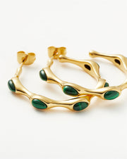 Green Malacithe Organic Shape Medium Hoops