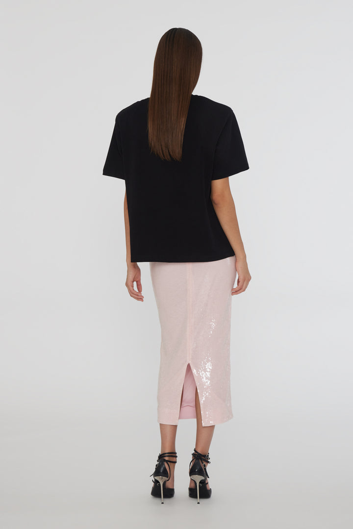 Tasha Sequin Midi Pencil Skirt Orchid Pink