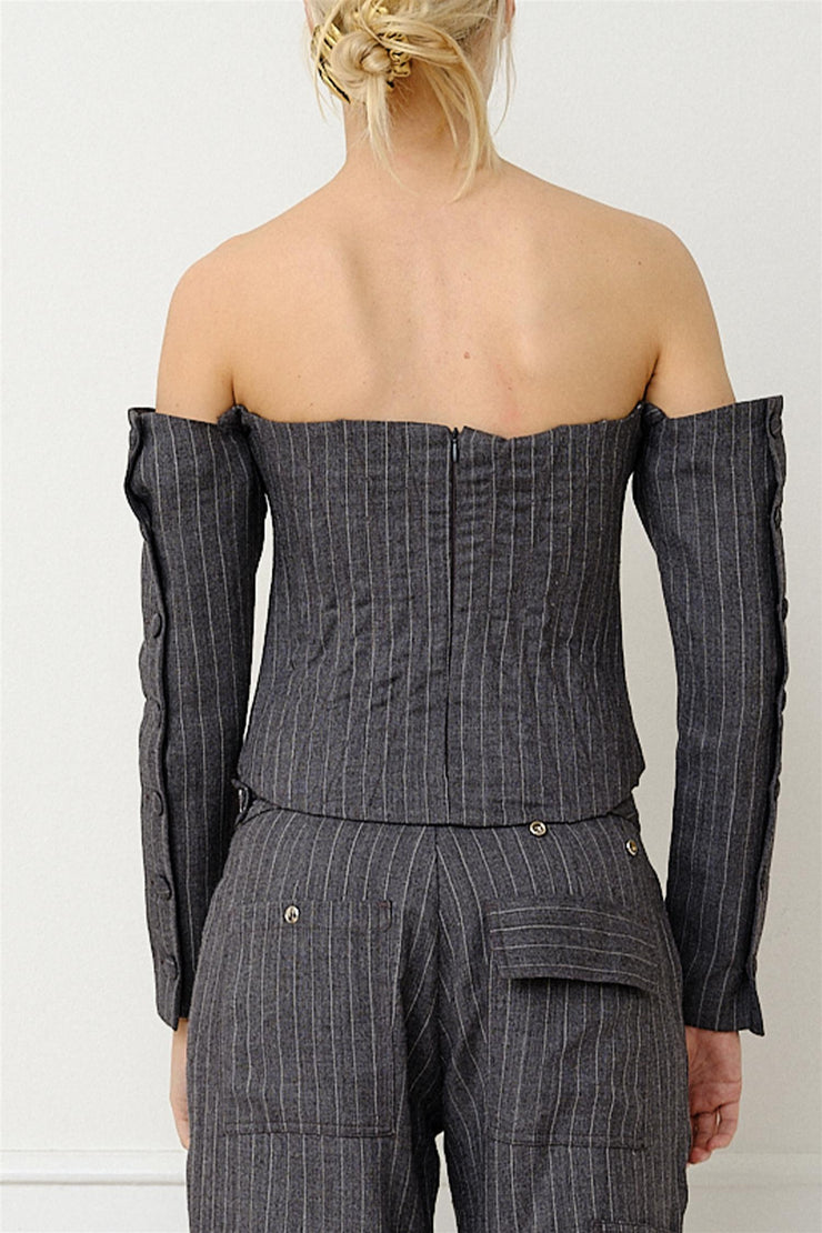 Bea Corset Grey Pinstripe