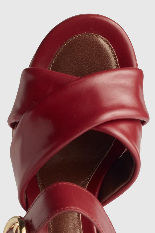 Lyna Leather Platform Sandals Geranio Medium Red