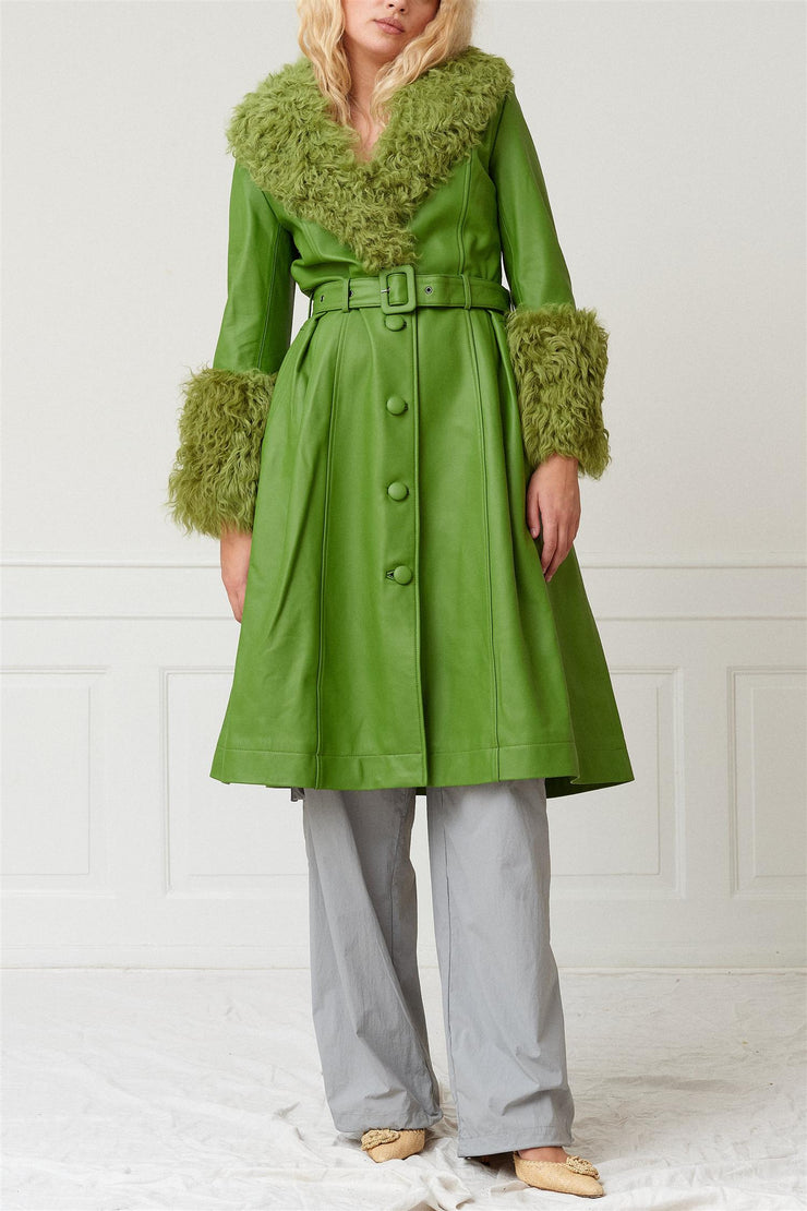 Foxy Shearling Coat Forest