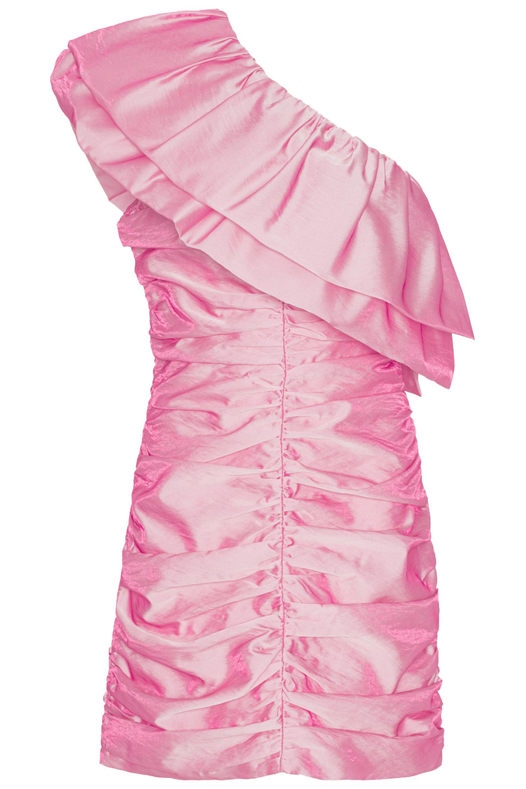 Tabbina Sheer Satin Ruffle Dress Cameo Pink