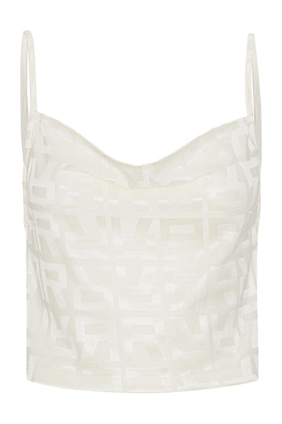 Millie Jacquard Cropped Top White Asparagus