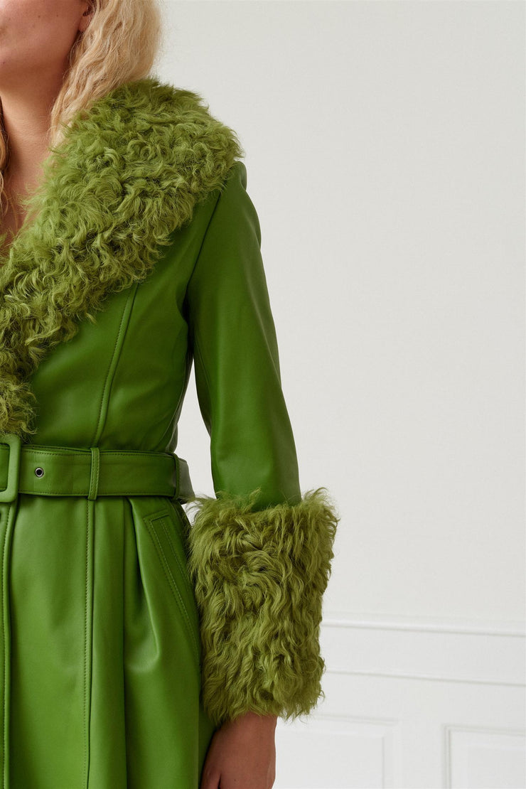 Foxy Shearling Coat Forest