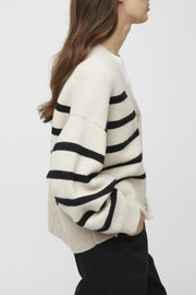 Mooring Cardigan Black Barley Stripe