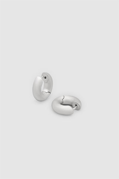 Chunky Hoops Satin Small Silver
