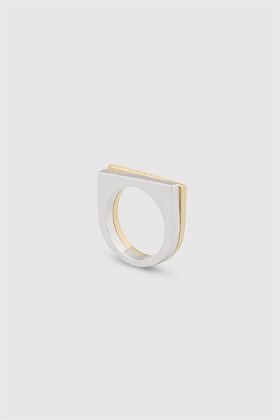 Step Ring Duo Diamonds Silver / Gold