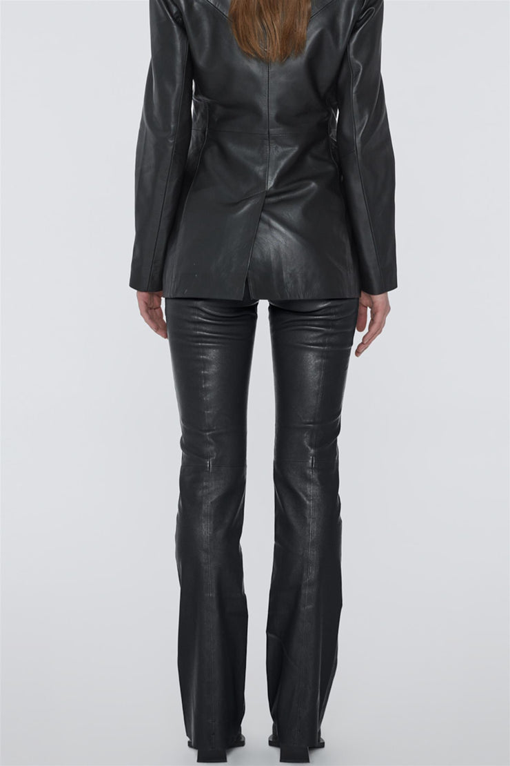 Stretch Leather Pants Black
