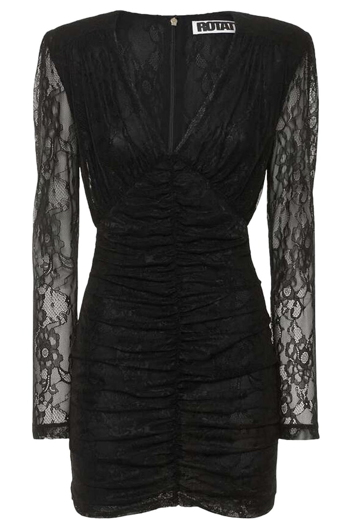 Sue Lace Ruched Mini Dress Black