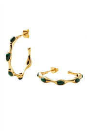 Green Malacithe Organic Shape Medium Hoops