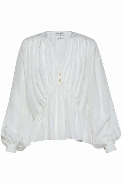 Habotai Silk Bohemian Shirt White
