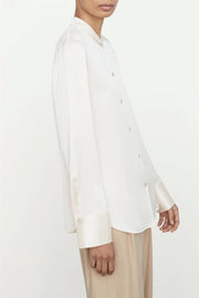 Slim Fitted Band Collar Blouse Chiffon