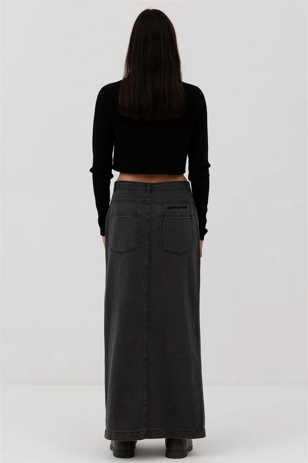 Classic Jeans Skirt Washed Black
