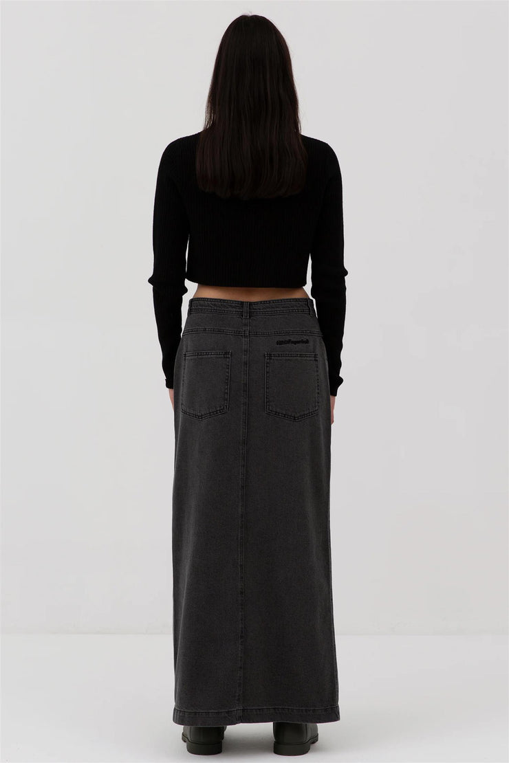 Classic Jeans Skirt Washed Black