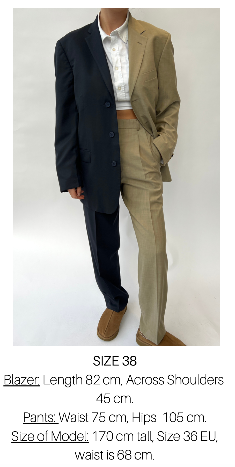 Vintage Contrast Suit CS84 Size 38