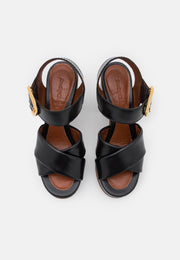 Lyna Leather Platform Sandals Black