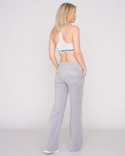 Layla Low Rise Pocketed Velour Pant Silver Marl