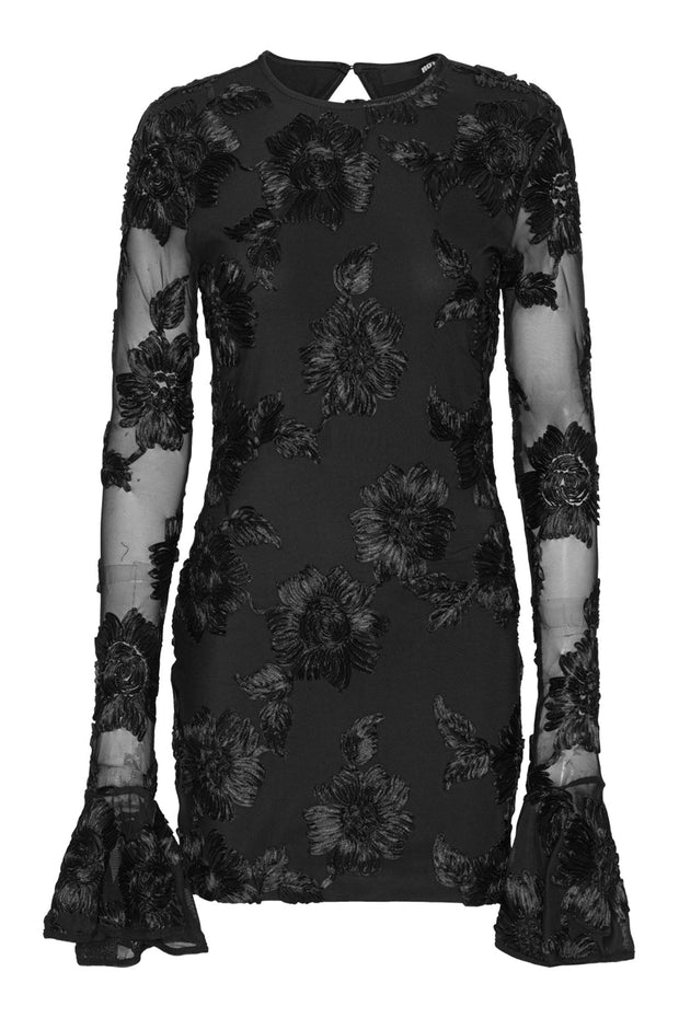 Rosita 3D Mesh Tight Mini Dress Black