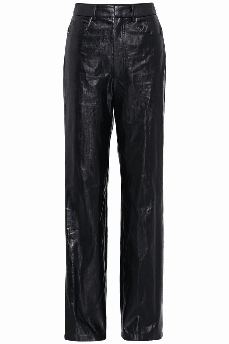 Rotie Pants PU Straight Leg Black