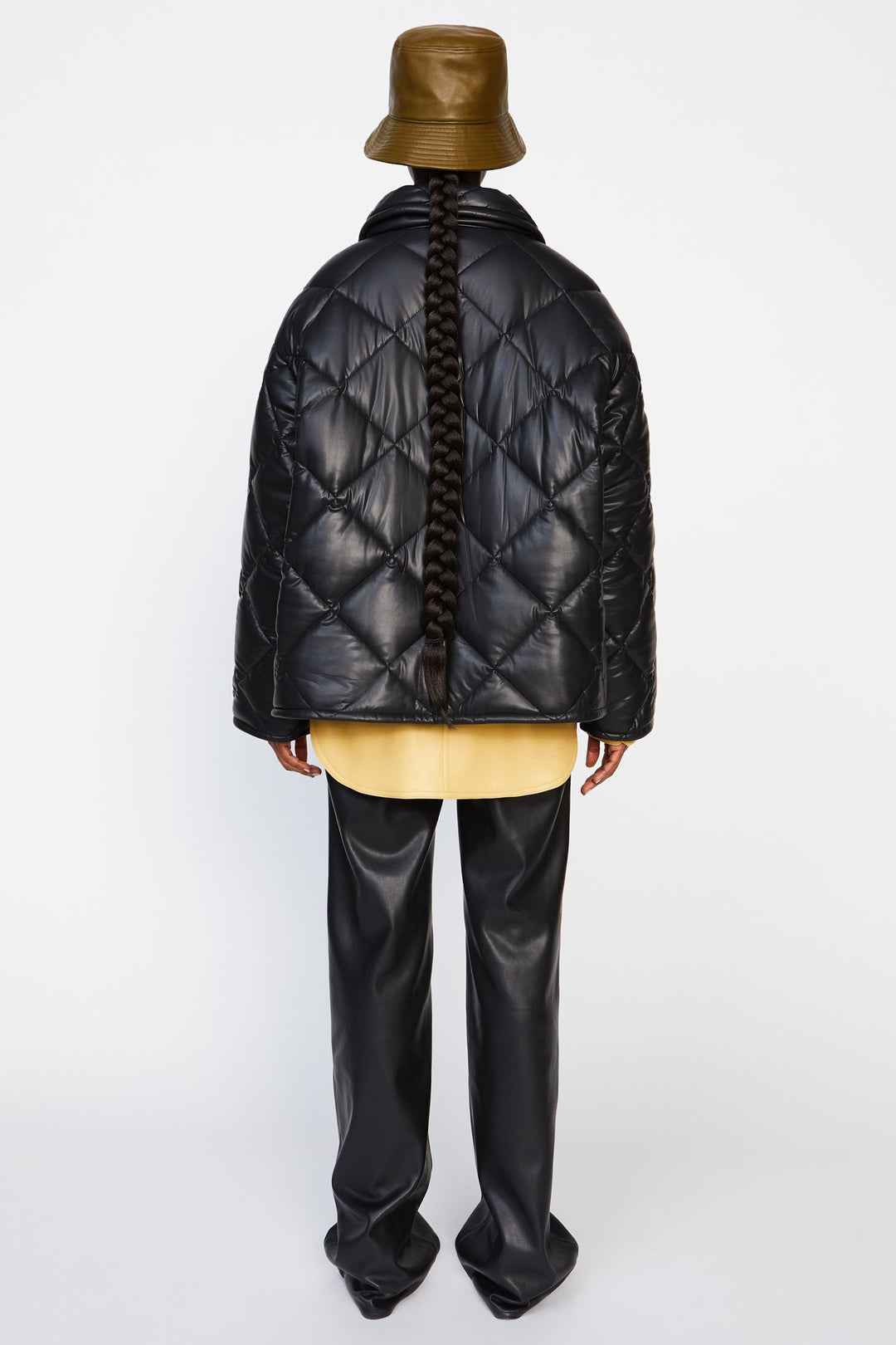 Nikolina Faux Leather Padded Jacket Black