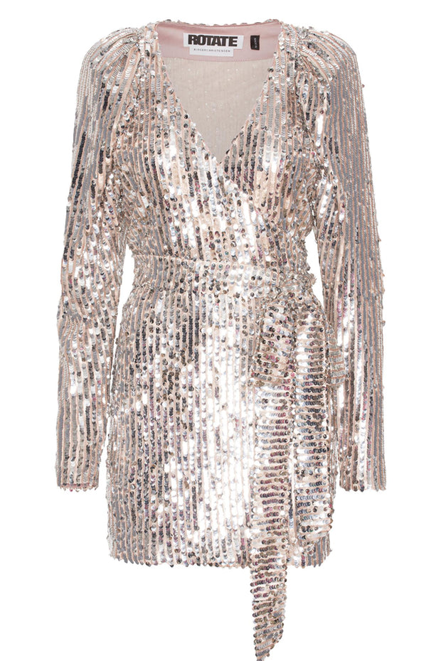 Bridget Sequin Wrap Dress Silver