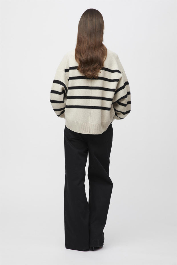 Mooring Cardigan Black Barley Stripe