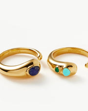 Molten Gemstone Double Stacking Ring Set