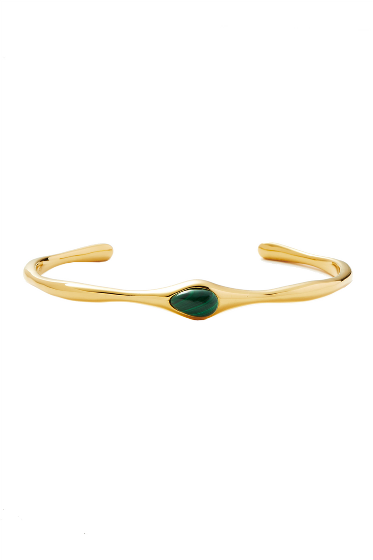 Organic Shape Green Malacithe Cuff Bracelet