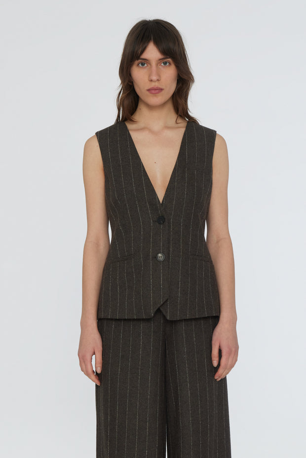 Masja Pinstripe Waistcoat Mulch